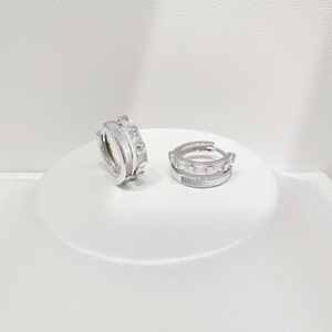 custom plata 925 sterling <b>silver</b> Baguette Cut <b>Huggie</b> Earring butterfly Minimalist Geometric vintage round fashion hoop earrings - Product Image 1