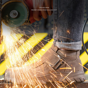 Botas de Trabajo de Cuero de Gamuza Resistentes al Calor al por Mayor, Botas de Seguridad con Puntera de Acero Antiaplastamiento y Antipinchazos para la Construcción - Product Image 2