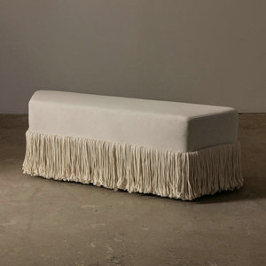 French Retro Unique Design Living Room Velvet Fringe Curved Ottoman Bench Chair Changing Shoes Luxury Bedroom <strong>Footstool</strong> for Sale - Product Image 4