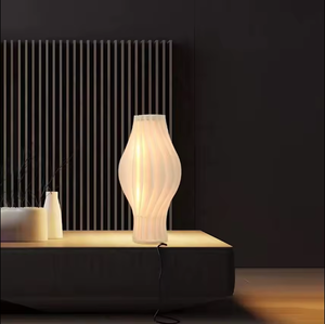 Supply New Design Hotel Bedside Cheap Nordic <b>Modern</b> White Pleated Grass Skirt Tricolour LED Table <b>Lamp</b> - Product Image 3