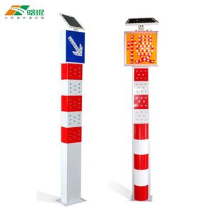 Poste de Advertencia Solar LED, Acero Q235, Lámina Reflectante, IP65, Montaje en Suelo, Señal de Seguridad Vial - Product Image 1