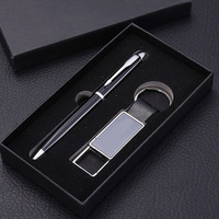 Ensemble de porte-clés en cuir et alliage, logo personnalisé, stylo en métal, cadeau de bureau, ensemble de porte-clés cadeau