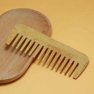 Logo personalizzato di bambù a denti larghi Styling a denti grandi pettine per la cura dei capelli biodegradabile manico in legno per Hotel Travel Salon - Product Image 2