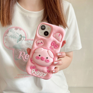 Funda de teléfono móvil con soporte de silicona 3D de cerdo de cabeza <span class=keywords><strong>grande</strong></span> de dibujos animados de moda para <span class=keywords><strong>Iphone</strong></span> 15 14 <span class=keywords><strong>13</strong></span> 12 11 Pro Max funda trasera suave - Product Image 5