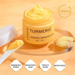 Crème pour le visage au curcuma biologique Lanthome Beauty, hydratante, anti-rides, réparatrice, lissante pour les peaux rugueuses, éclaircissante - Product Image 2