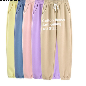 US Size Custom logo Thick Cotton Fleece Elastic <strong>White</strong> Drawstring Sweat Pant <strong>Jogger</strong> for Women Men Unisex - Product Image 1