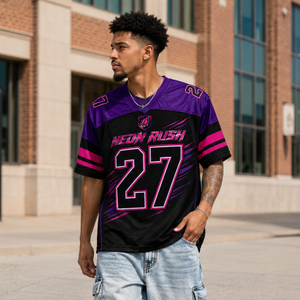 Maillot de football imprimé intégral à manches courtes, coupe oversize en mesh, style streetwear, pour fans, t-shirt de sport - Product Image 1