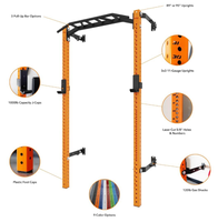 Rack de squat mural multifonctionnel commercial pliable pour la maison et la salle de sport avec barre de traction multi-positions
