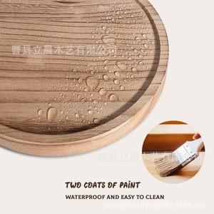 Wooden Round Decorative <b>Tray</b> For Kitchen Condiment <b>Storage</b> Multifunctional Varnished Standing Type - Product Image 5