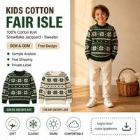 Pull de Noël pour enfants 100% coton tricoté, motif flocon de neige jacquard Fair Isle, tenues d'hiver en tricot