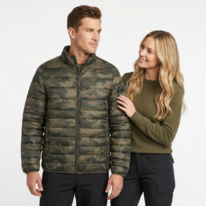 Blouson matelassé camouflage unisexe imperméable coupe-vent d'hiver à col mandarin avec fermeture éclair coupe régulière HIGH STREET à capuche - Product Image 4