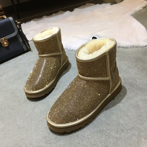 Fashion Winter New Warm Faux Fur Bling Bling Ankle Shiny Rhinestone Snow <strong>Sparkly</strong> <strong>Boots</strong> Pink - Product Image 5