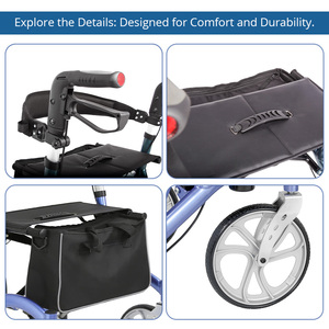 Andador para Cuidados com Idosos - Auxílio de Mobilidade Confortável, Leve e Ajustável com Armazenamento Fácil para Usuários Idosos - Product Image 5