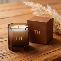 Vente en gros de pots à bougies carrés géométriques transparents nordiques de 8 oz, 10 oz et 12 oz, porte-bougie en verre pour décoration de maison de luxe avec couvercle