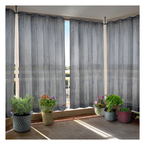 Grey Black HDPE Eyelet Outdoor Curtains 150 GSM with Contemporary Dual Tone Design Durable Weather Resistant Fabric and Modern - Product Image 1