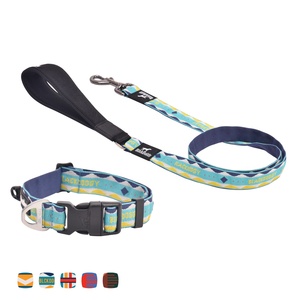 Set Collare e Guinzaglio per Cani BlackDoggy CN in Poliestere con Nastri Jacquard a Righe e Chiusura Rapida - Product Image 4