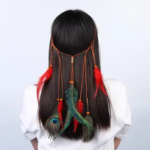 HY Indian Bosi hippie national style Mia peacock hair tie women fringe