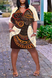 Vente en gros de nouvelles robes d'été décontractées ODM pour femmes en vrac imprimé en 3D multicolore moyennes grandes tailles en tissu peigné - Product Image 2