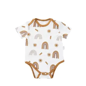 Custom Summer Unisex Infant Cotton Short Sleeve Bodysuits Solid Color Custom Logo Rompers For Baby new born baby cloth