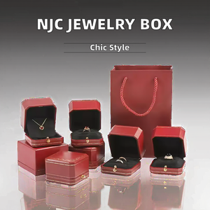 กล่องใส่เครื่องประดับกำมะหยี่ทรงสี่เหลี่ยมผืนผ้าแบบสั่งทำพิเศษจาก NJC สำหรับแหวนหมั้น สร้อยคอ กำไลข้อมือ ต่างหู - Product Image 2