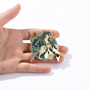 <span class=keywords><strong>Genshin</strong></span>-broche con cuenta de impacto de Anime, insignia esmaltada, Pin de solapa, regalo de joyería, Wendi Hu Tao Zhongli - Product Image 3