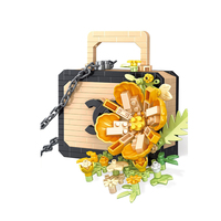 Panier de fleurs pour filles, ornement de rose, modèle de bouquet, assemblage de briques nano, cadeau, ensembles de blocs de construction éducatifs pour enfants, jouets pour enfants