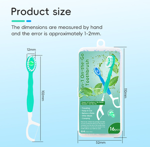 <span class=keywords><strong>Toocare</strong></span> 5 en 1 Brosse à dents rafraîchissante à billes de menthe, cure-dents, brosse à langue, poignée antidérapante, doux pour les gencives - Product Image 2