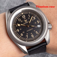 Tandorio 40mm caja de titanio NH35 NH36 Movt relojes para nuevos hombres Vintage Verde Negro Dial 20ATM zafiro impermeable 3,8 corona