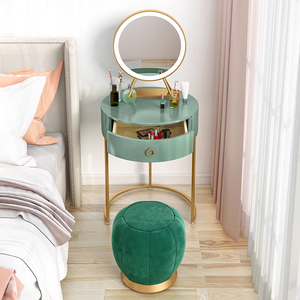 Coiffeuse Moderne Style <span class=keywords><strong>Scandinave</strong></span> avec Miroir LED Intégré, Écologique, Durable, Table de Maquillage Réglable, Gain de Place - Product Image 3