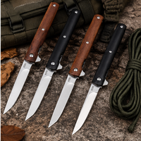 Couteau pliant en acier M390, manche en bois, lame fine de 6,5 cm, style japonais, couteau de poche, camping, chasse, EDC