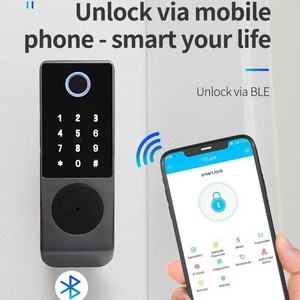 Cerradura Inteligente para Puerta QLEUNG QL-S812-4 de Aleación de Aluminio, Impermeable, con Huella Dactilar, Contraseña y Aplicación Móvil para Uso en Exteriores - Product Image 2
