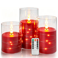 Bougies LED en forme de pilier, couvercles de guirlandes lumineuses en acrylique rouge, télécommande, ambiance maison, fête romantique, décoration de Noël et de festival