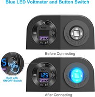 Chargeur USB C 18W QC3.0 & 30W PD avec voltmètre et interrupteur à bouton + prise d'alimentation LED 12v montage sur panneau