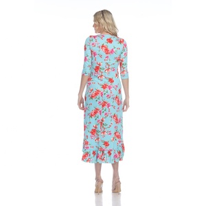 Ropa <span class=keywords><strong>de</strong></span> maternidad con estampado Floral, vestido Midi elástico con volantes altos para <span class=keywords><strong>embarazo</strong></span> y lactancia, mangas <span class=keywords><strong>3</strong></span>/4 - Product Image 6