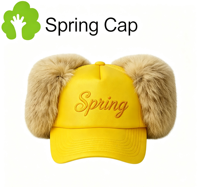 Gorra de Béisbol Personalizada con Orejas Bordadas, Gorra Trucker Unisex Informal con Orejas de Peluche para Uso Diario