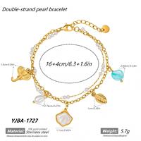 Bracelet en acier inoxydable double couche avec breloque feuille d'éléphant, plaqué or 18K PVD, réglable, inaltérable, bijoux bohèmes d'été