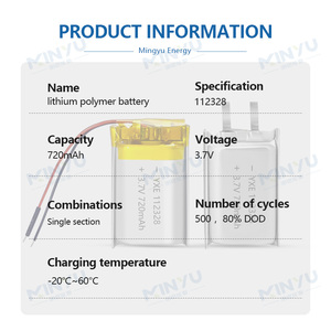 Fábrica de alta seguridad 3,7 V/720mAh Bolsa recargable Baterías de iones de litio Serie 112328 - Product Image 2