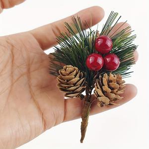 Untuk Amazon obral besar dekorasi gantung pohon Natal kecil DIY buket kerucut pinus merah tanaman buatan & Aksesori hijau - Product Image 2