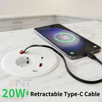 Prise de courant encastrée pour table, norme européenne IP44 16A, ports de charge USB A+C, avec câble extensible