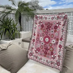 Alfombra persa marroquí de estilo étnico Retro, manta gruesa para sala de estar, dormitorio, cama, alfombra turca cubierta