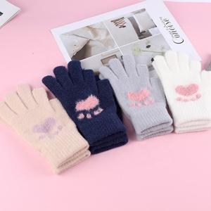 Fabricant de LOGO PERSONNALISÉ rose Laine Chaud Biker Sports de Plein Air Écran Tactile Femmes Acrylique Tricoté Mitaines Gants pour L'hiver - Product Image 5