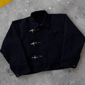 Wholesale Custom <strong>Canvas</strong> <strong>Jacket</strong> <strong>Men</strong> | 13oz Heavyweight Boxy Fit Japanese Style <strong>Jacket</strong> with Metal Clasp Buckle &amp; YKK Zipper - Product Image 3