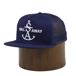 Custom Navy Blue Flat Bill Brim 3D bordado Snap Back 5 Panel Snapback Hat Mesh Back Snapback Caps - Product Image 1