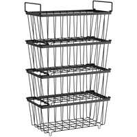 Panier de rangement en fer rectangulaire moderne empilable pour la cuisine, poignées pliables, écologique, gain de place, organiseur de congélateur