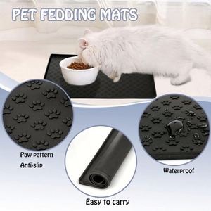 Modern Square Silicone Pet Placemat Raised Edges Waterproof Slip-Resistant BPA Free Eco-Friendly for <b>Dog</b> Feeding <b>Bowls</b> All - Product Image 2