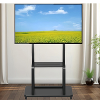 Support TV mobile en acier à prix réduit avec support pour téléviseur LCD et support au sol, support interactif mobile à double couche pour téléviseurs de 65 à 75 pouces