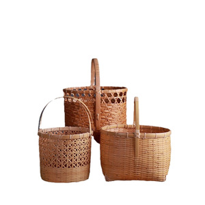 Handmade Bamboo Woven <b>Baskets</b> Round <b>Storage</b> Fruit <b>Basket</b> Kitchen Use Simple Style - Product Image 5