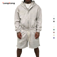 Ensemble de sweat-shirts à capuche zippés pour hommes, personnalisables, 100% coton, coupe oversize, été, couleur unie, logo brodé sur le devant, tissu respirant, ODM