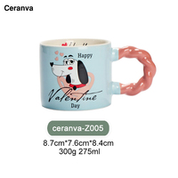 Moderne Schattige Meisjes Valentijnsdag Cadeau Kleine Porseleinen Keramische Mok Met Aangepaste Hond Ontwerp Milieuvriendelijk Voedsel Veilig Voor Koffie/Thee