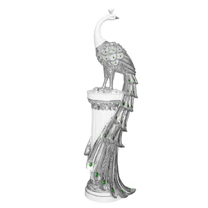 High-End Woondecoratie Kantoorornament Feng Shui Groot Phoenix Standbeeld Goud Pauw Hars Sculptuur